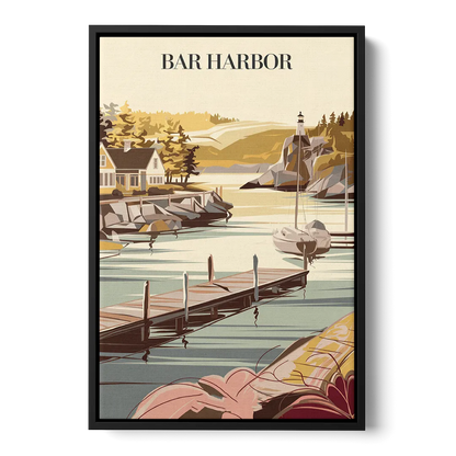 Bar Harbor New England Charm - Black Frame Canvas