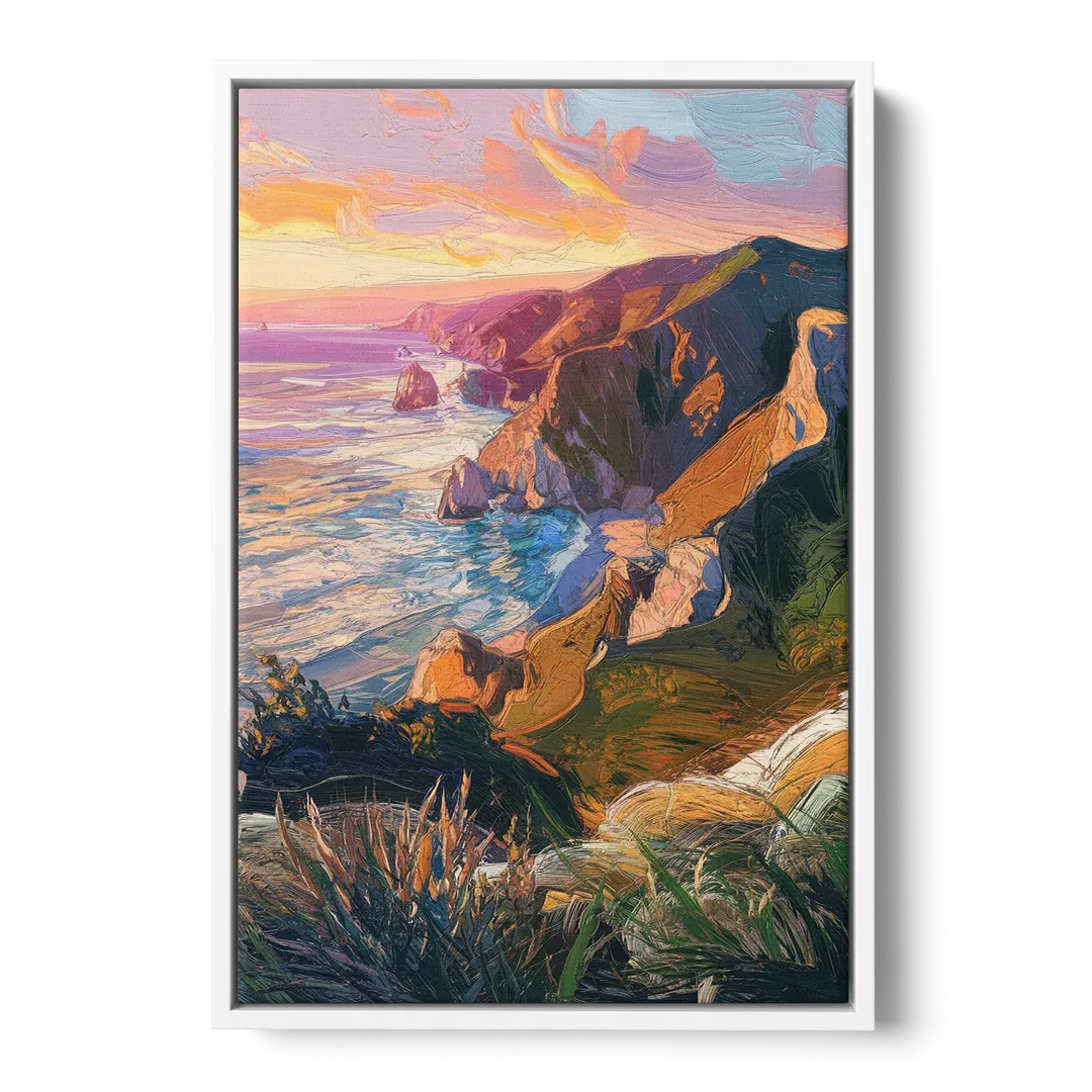 Big Sur Mountain Views - White Frame Canvas