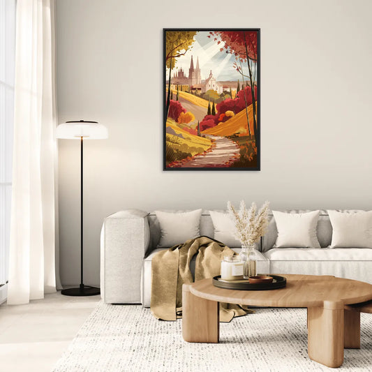 Toledo Autumn Landscape - Living Room Black Frame Canvas