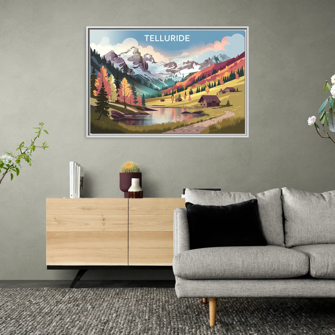 Telluride Alpine Landscape - Living Room White Frame Canvas