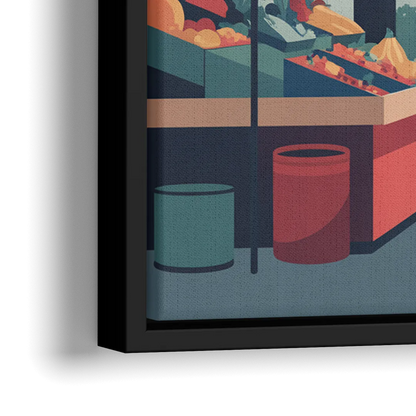 Jean Talon Market - Close-Up Black Frame Canvas