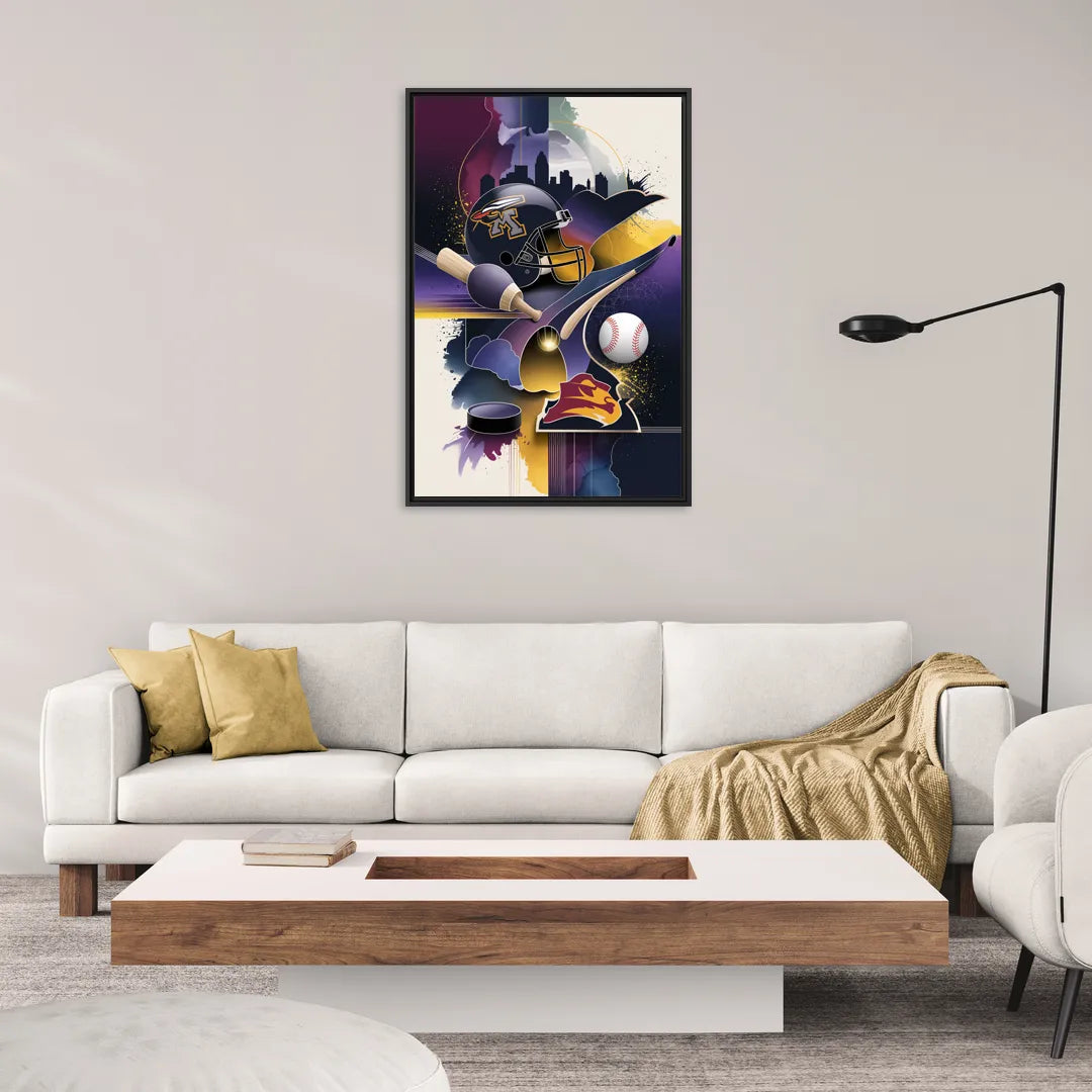 Minneapolis Sports Team Pride - Living Room Black Frame Canvas