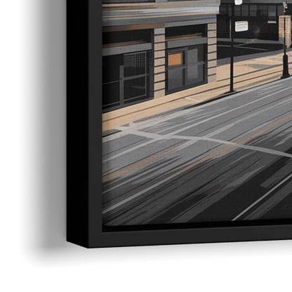 Detroit Downtown Streets - Close-Up Black Frame Canvas