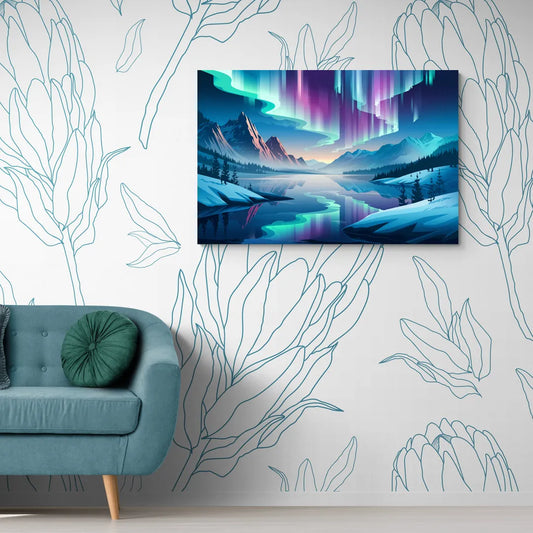 Anchorage Northern Lights Scene - Canvas Wall Art Living Room