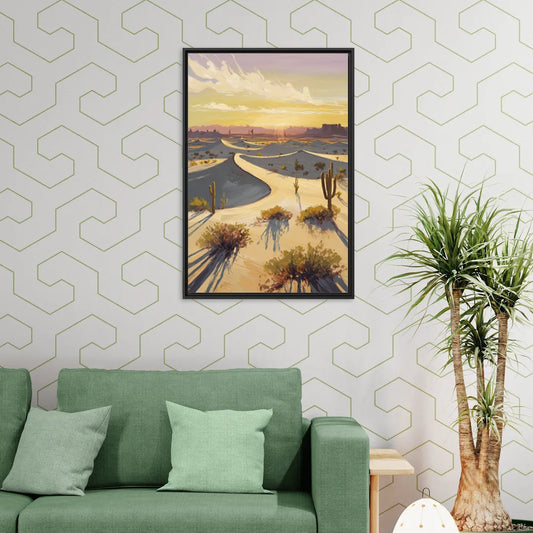 Bisbee Desert Sunrise - Living Room Black Frame Canvas