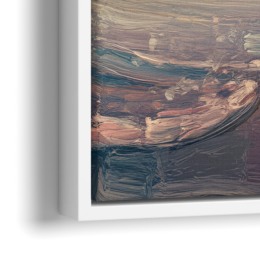 Seaside Coastal Sunrise - Close-Up White Frame Canvas