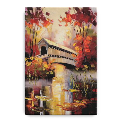 New Hope Covered Bridge Scene - Canvas Wall Art