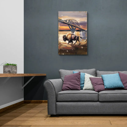 Buffalo Peace Bridge Glow - Canvas Wall Art Living Room