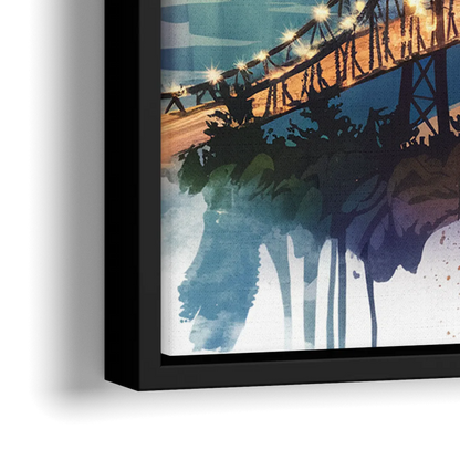 Tacoma Skyline View - Close-Up Black Frame Canvas
