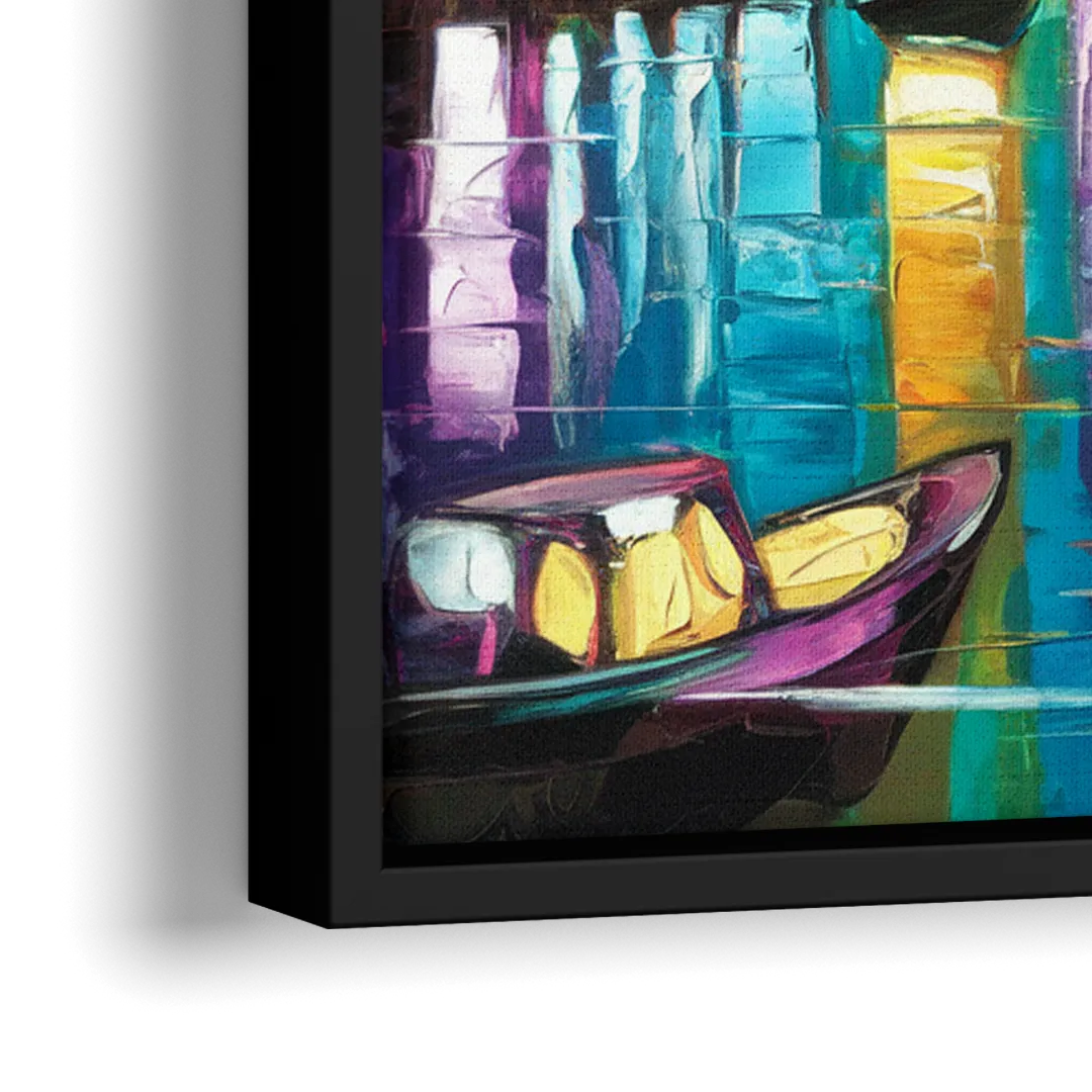 Miami Downtown Energy - Close-Up Black Frame Canvas