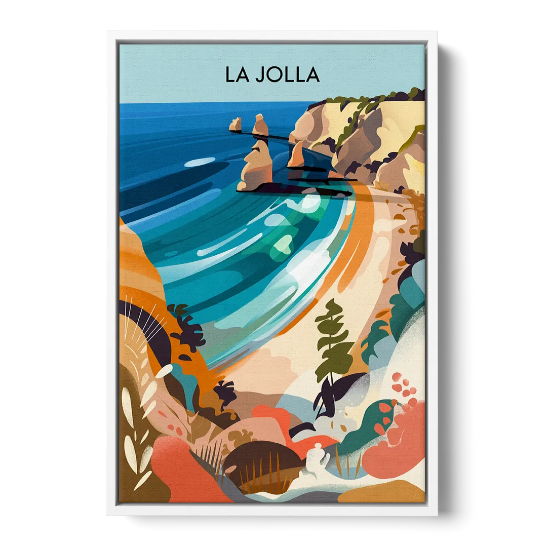La Jolla Coastal Vibes - White Frame Canvas
