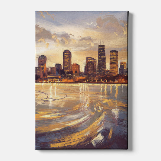 Boston Skyline with Charles River - Canvas Wall Art