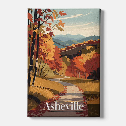 Asheville Fall Foliage Scene - Canvas Wall Art