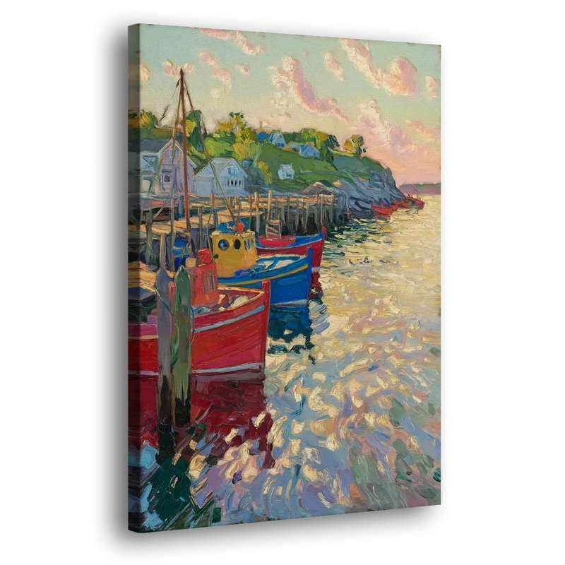 Bar Harbor Lobster Boats Harbor - Canvas Print Art Sides