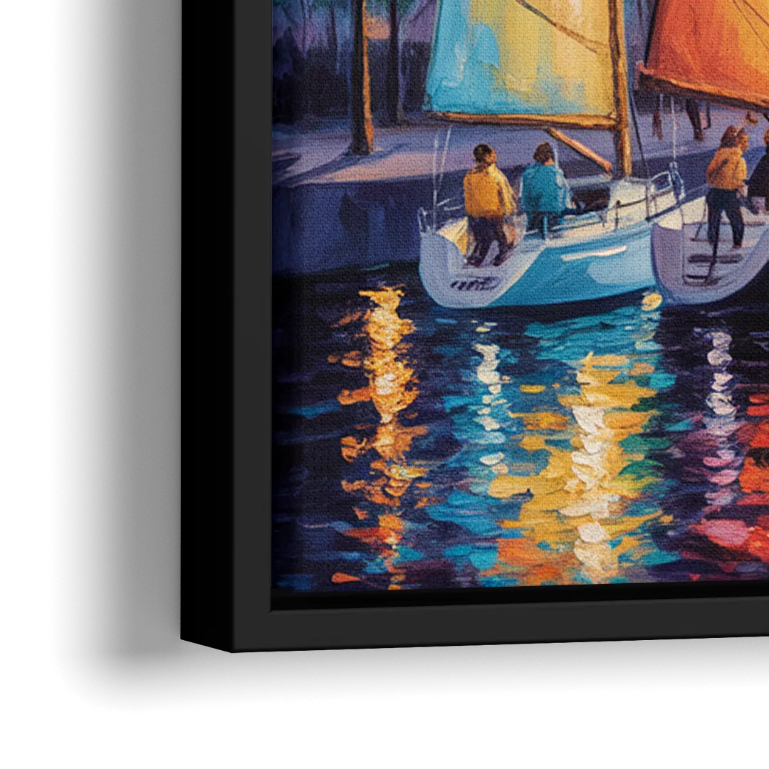 Vieux Port de Montral - Close-Up Black Frame Canvas