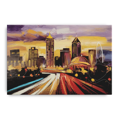 Atlanta Skyline With Georgia Dome - Canvas Wall Art