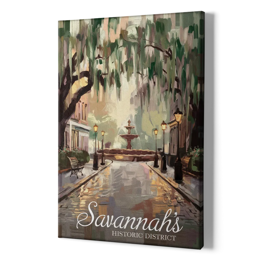 Savannah Historic District Charm - Canvas Print Art Sides