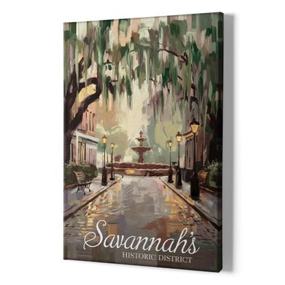 Savannah Historic District Charm - Canvas Print Art Sides