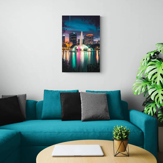 Orlando Downtown Night Lights - Canvas Wall Art Living Room