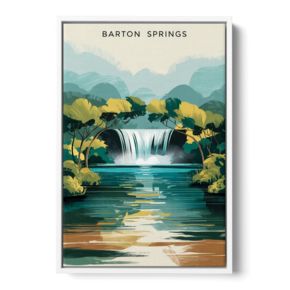 Austin Barton Springs Serenity - White Frame Canvas