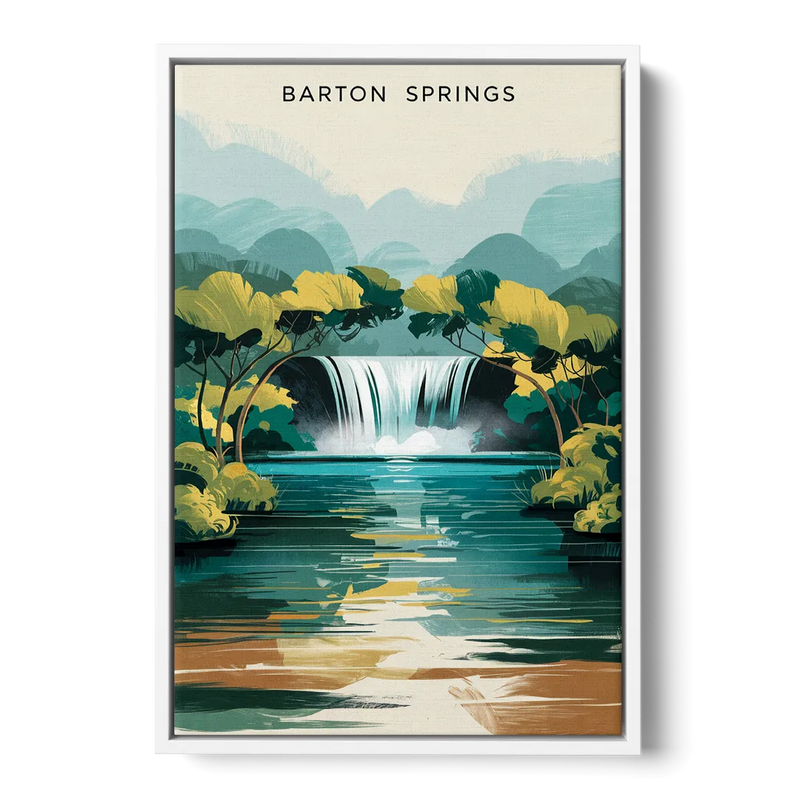 Austin Barton Springs Serenity - White Frame Canvas