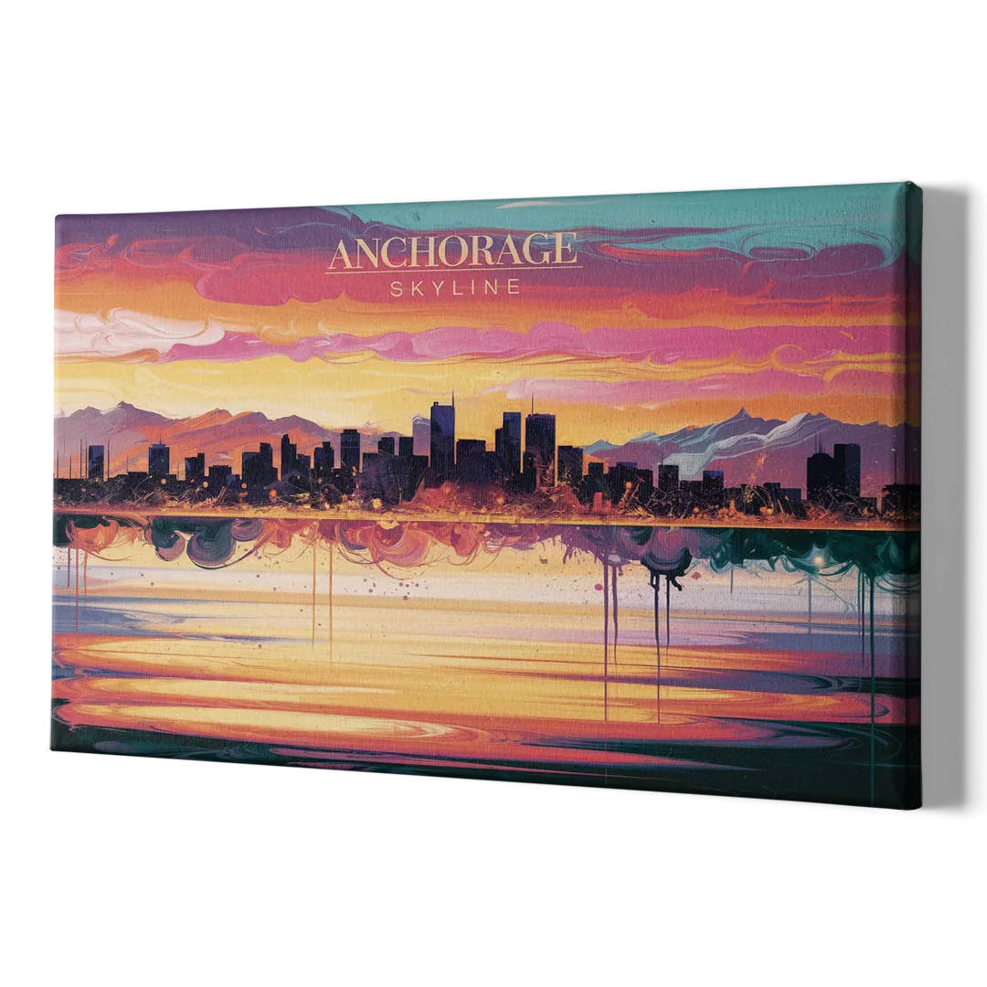Anchorage Skyline Sunset - Canvas Print Art Sides