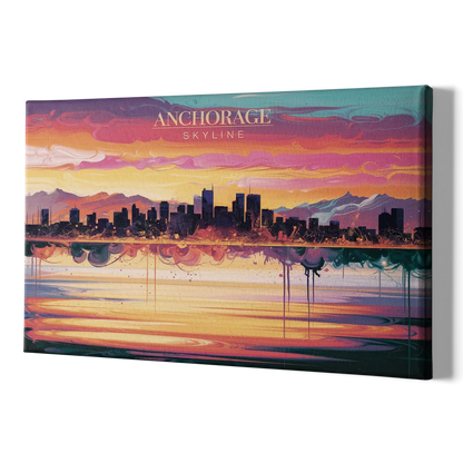 Anchorage Skyline Sunset - Canvas Print Art Sides