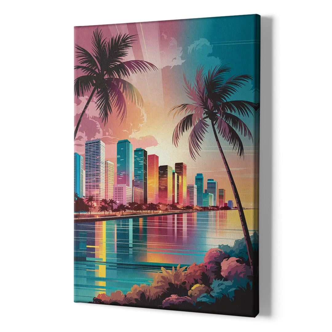 Miami Sunset Boulevard - Canvas Print Art Sides