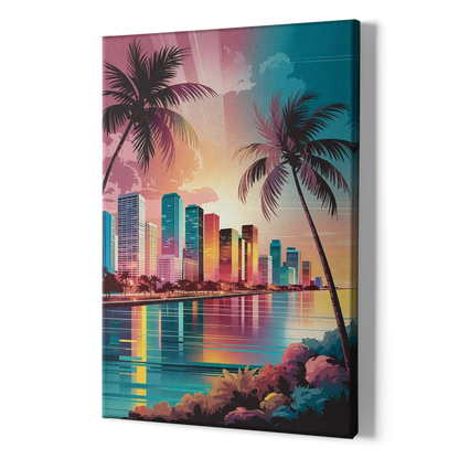 Miami Sunset Boulevard - Canvas Print Art Sides