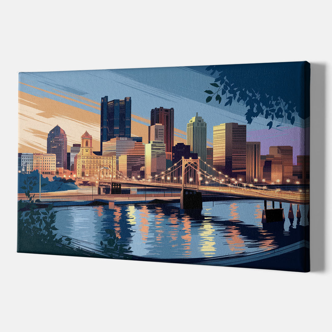 Pittsburgh Urban Aesthetic View - Canvas Wall Art Indoor
