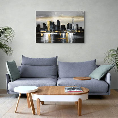 Las Vegas Black And White Skyline - Canvas Wall Art Living Room