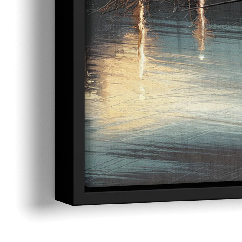 Des Moines Skyline Panorama - Close-Up Black Frame Canvas