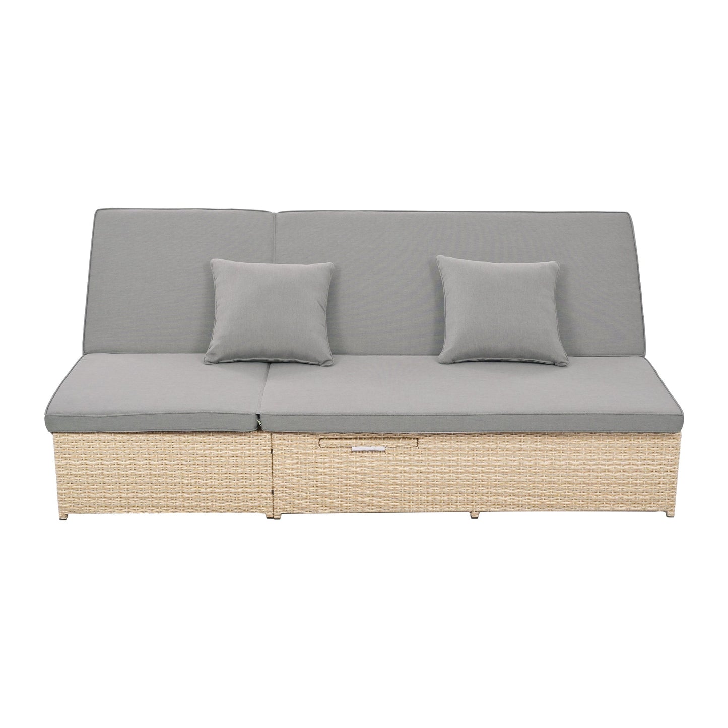 Outdoor Double Daybed – Reclining Wicker Rattan with Patio Cushions