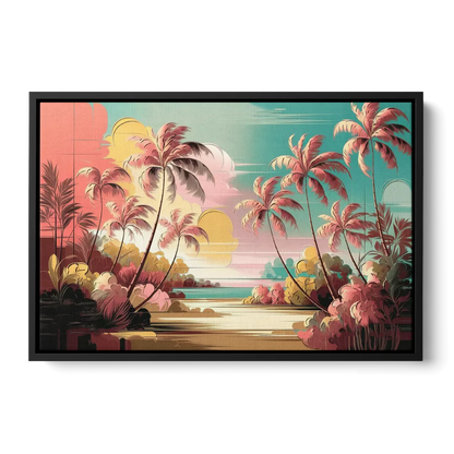 Fort Lauderdale Tropical Palm Trees - Black Frame Canvas