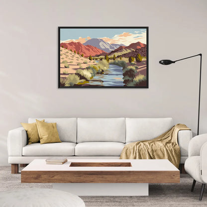 Santa Fe Mountain View - Living Room Black Frame Canvas