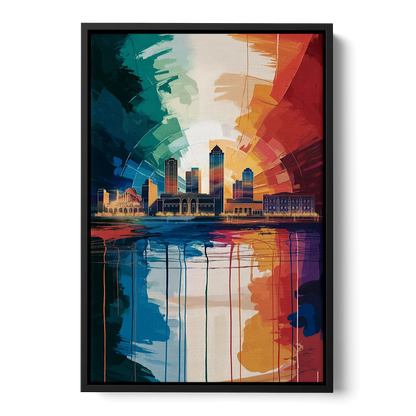 Buffalo Skyline Panorama - Black Frame Canvas