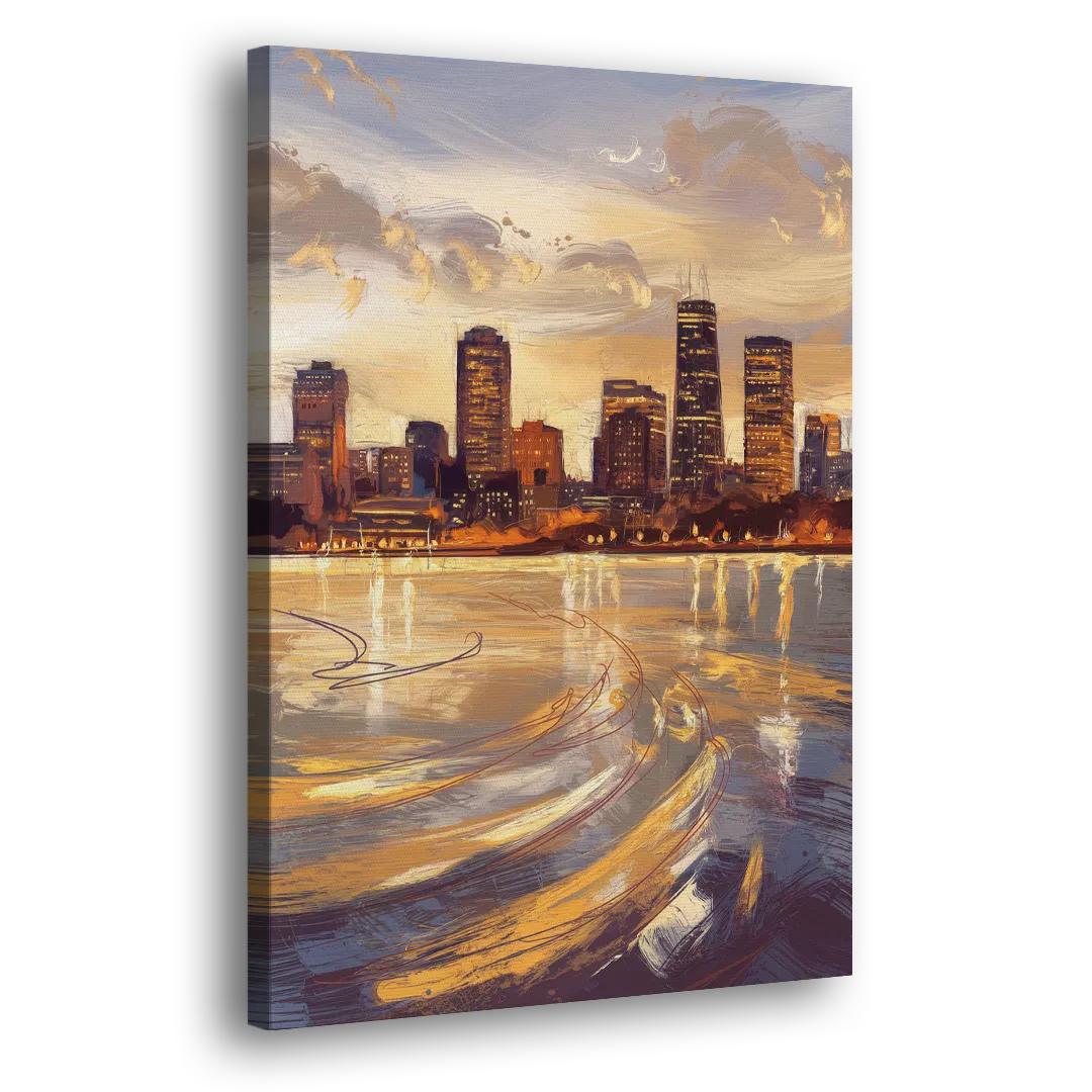 Boston Skyline with Charles River - Canvas Print Art Sides