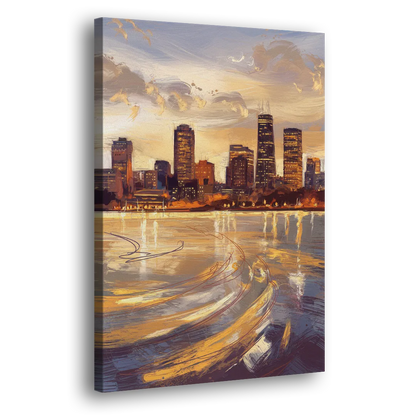 Boston Skyline with Charles River - Canvas Print Art Sides