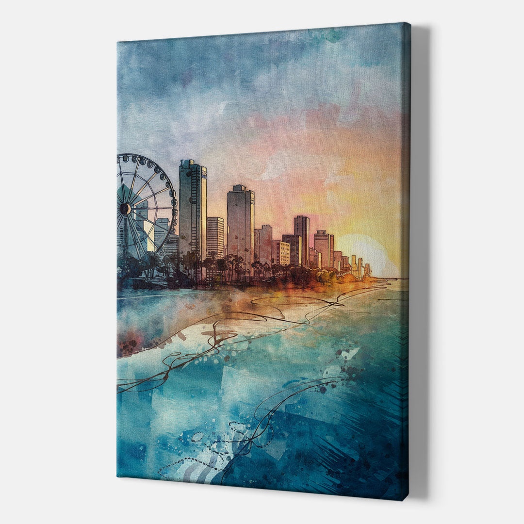 Myrtle Beach Coastal Skyline - Canvas Wall Art Indoor