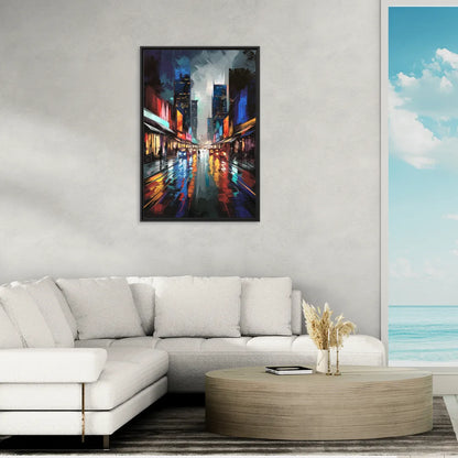 Plano Nightlife Glow Neon - Living Room Black Frame Canvas