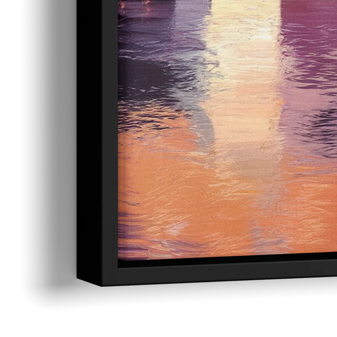 Columbus Cityscape Reflection - Close-Up Black Frame Canvas