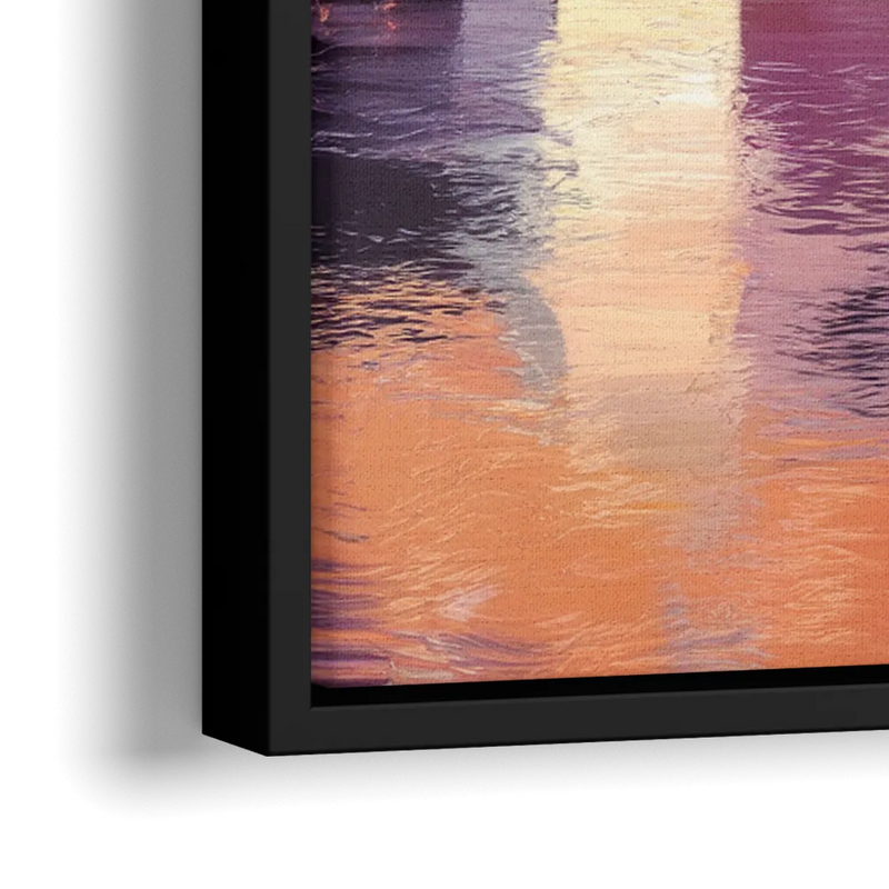 Columbus Cityscape Reflection - Close-Up Black Frame Canvas