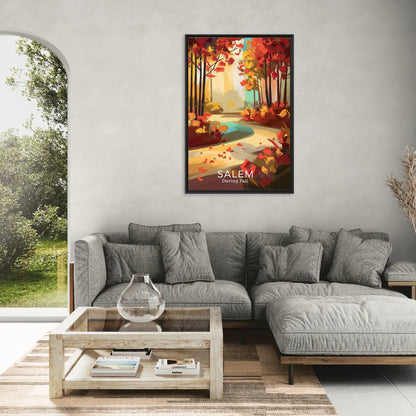Salem Fall Foliage - Living Room Black Frame Canvas
