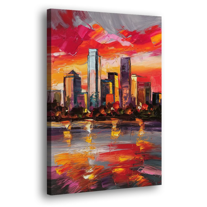 Plano Skyline Sunset - Canvas Print Art Sides
