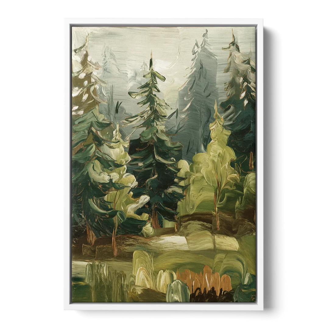 Spokane Evergreen Forests - White Frame Canvas