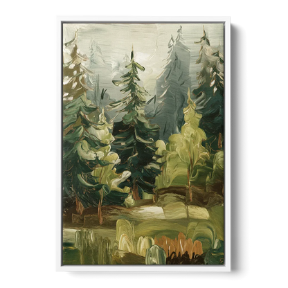 Spokane Evergreen Forests - White Frame Canvas