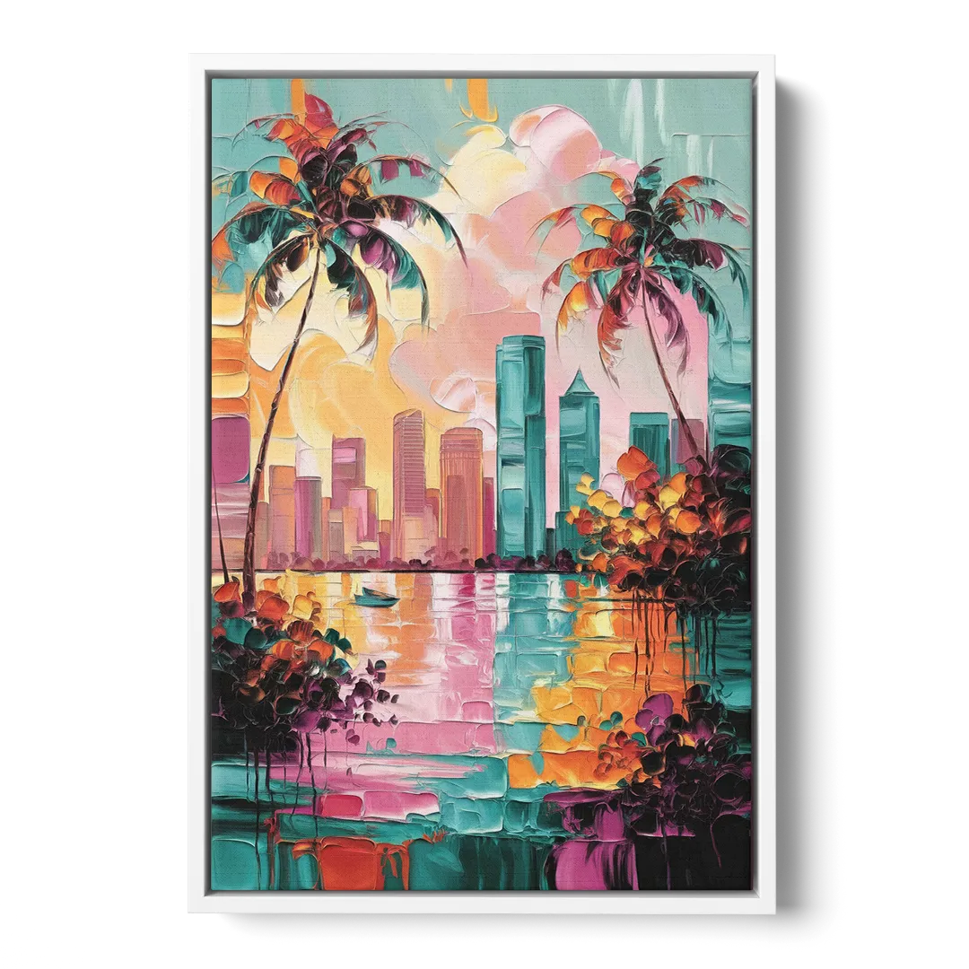 Tampa Bay Coastal Charm - White Frame Canvas
