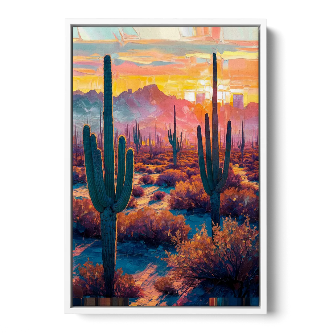 Phoenix Arizona Sunset Glow - White Frame Canvas