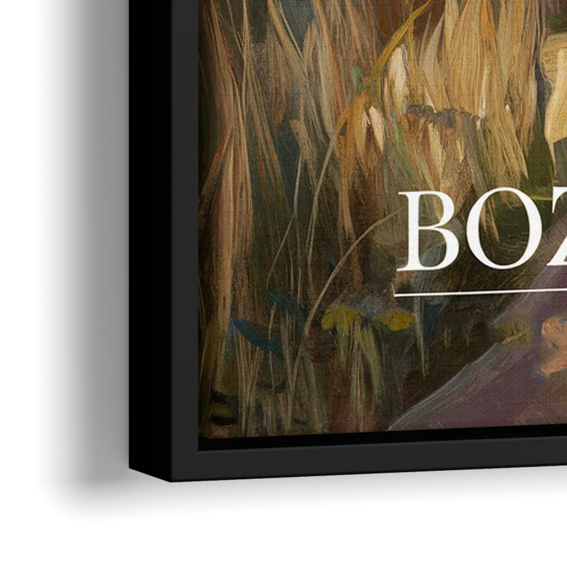 Bozeman Rustic Landscape - Close-Up Black Frame Canvas