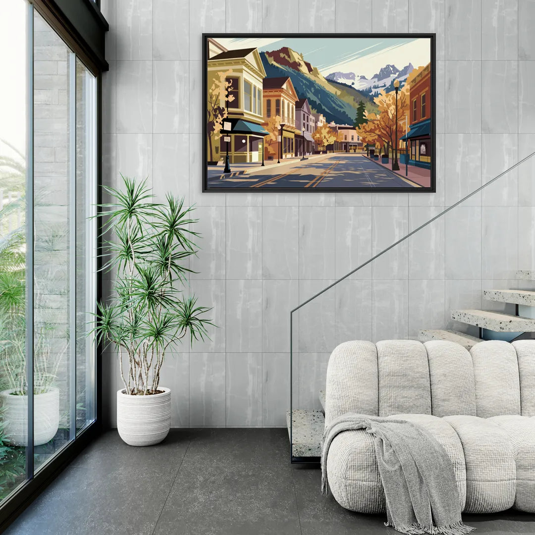 Telluride Historic Main Street - Living Room Black Frame Canvas